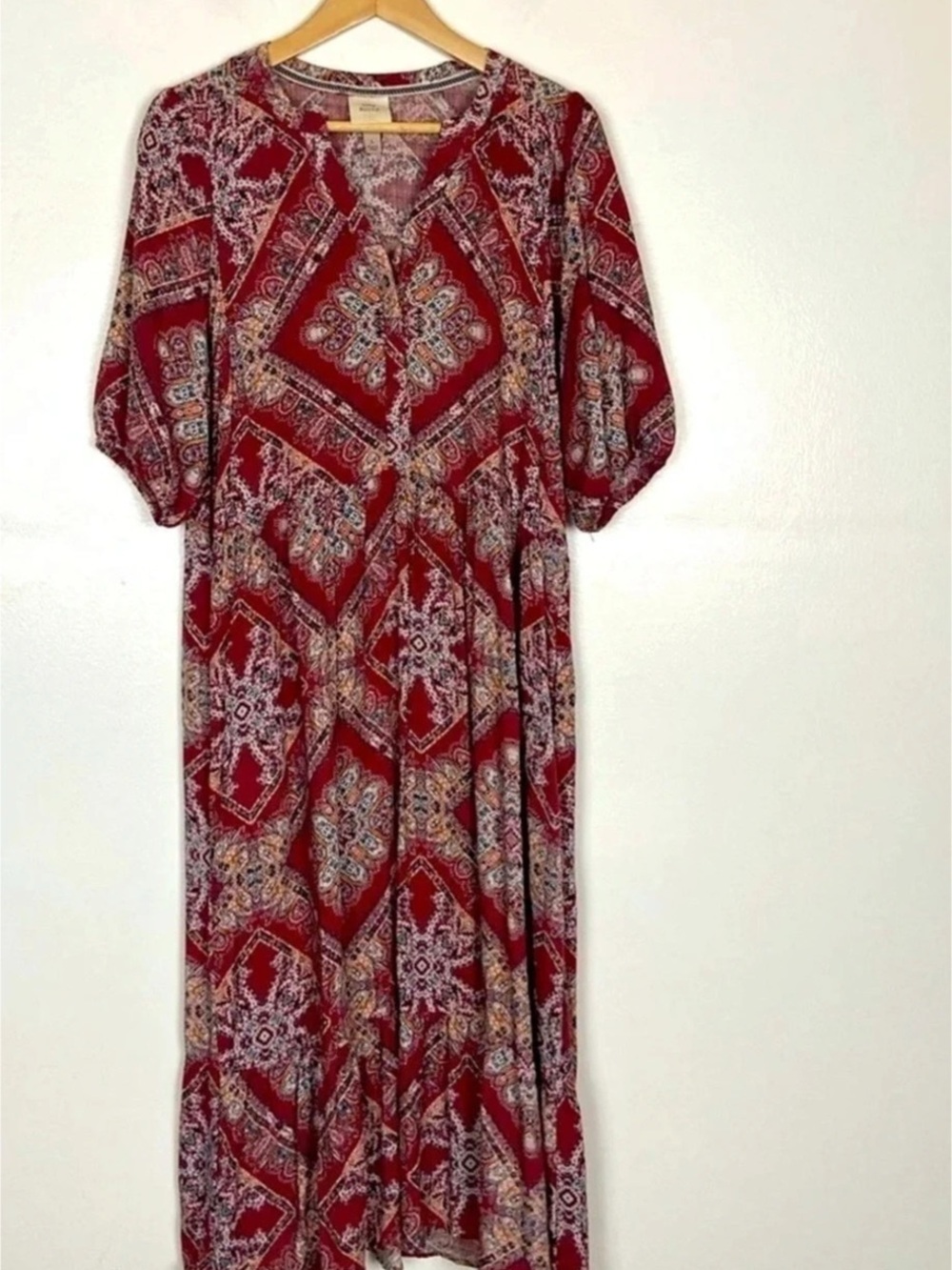Knox Rose Paisley Midi Dress in Red Size Large Like New